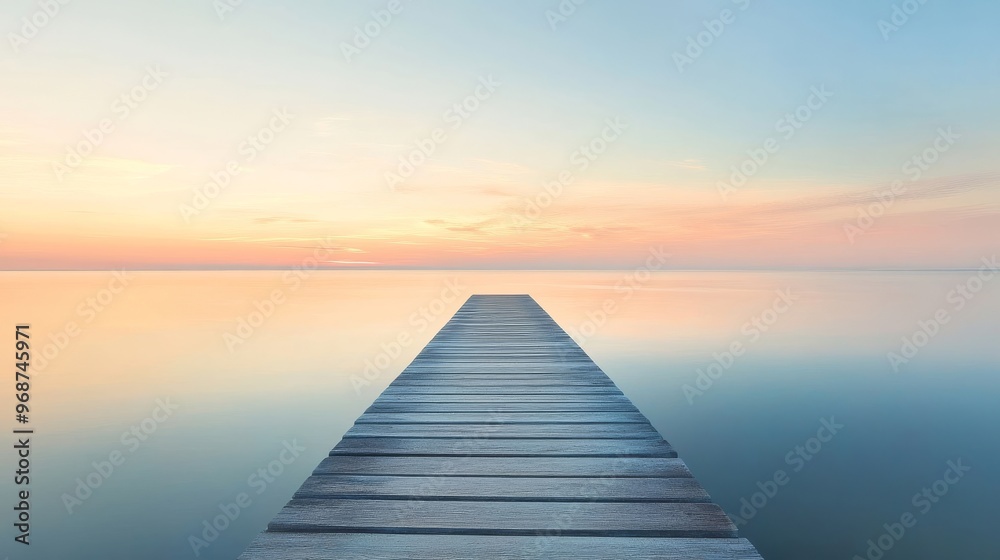 Fototapeta premium wooden pier leading into calm sea at