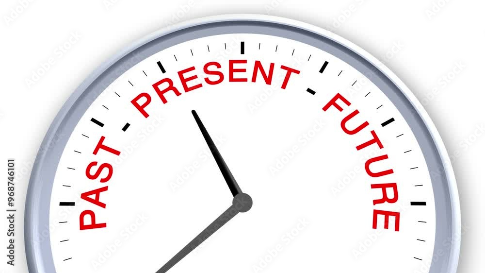 Past - Present - Future Word or Text on Clock Moving Fast for Time Concept on White Background and Green Screen Past - Present - Future Word or Text on Clock Moving Fast for Time Concept on White Background and Green Screen