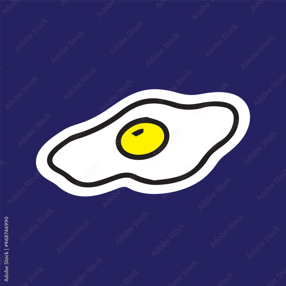 Cute egg with yolk character sticker cartoon simple in dark background high quality vector for kids book children prints yellow Cute egg with yolk character sticker cartoon simple in dark background high quality vector for kids book children prints yellow