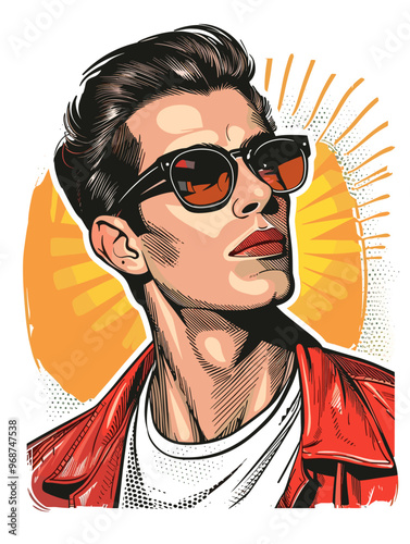 Portrait of a man with glasses in retro style. Vector illustration