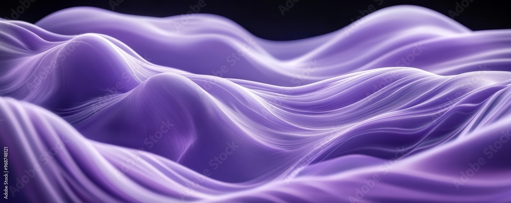 Fototapeta premium Abstract flowing purple fabric waves, ethereal