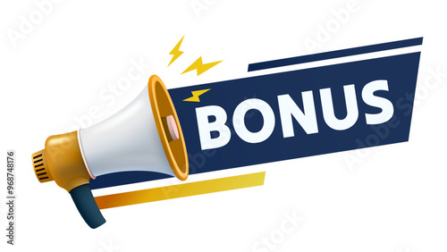 Bonus megaphone banner, super economic offer, hot sale. Vector illustration