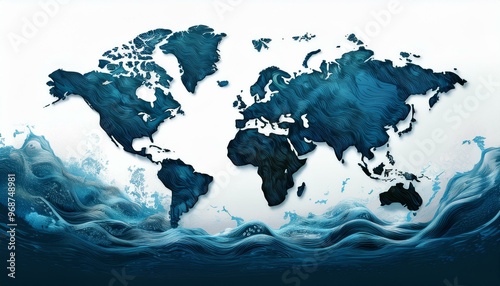 carte du monde avec montée des eaux