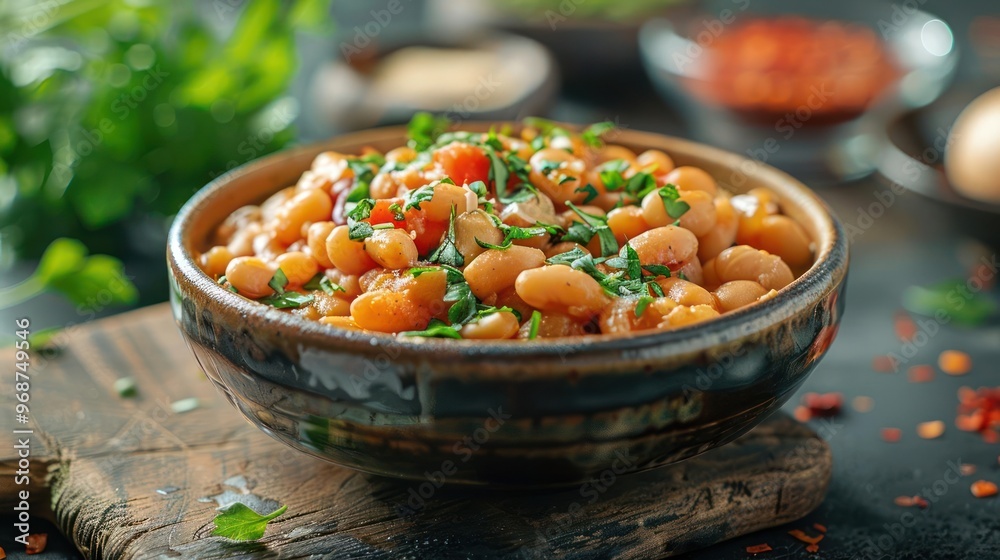 A tantalizing bowl of lentil stew, topped with fresh herbs and a drizzle of olive oil. A tantalizing bowl of lentil stew, topped with fresh herbs and a drizzle of olive oil.