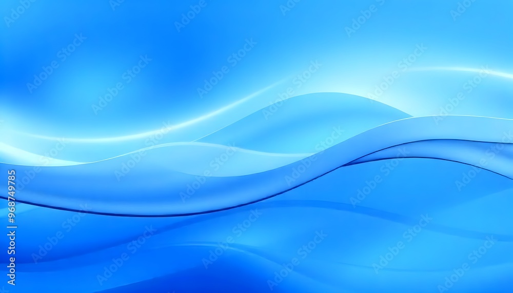 Fototapeta premium Blue abstract background with soft curves. swirling, blue wave with translucent ripples.