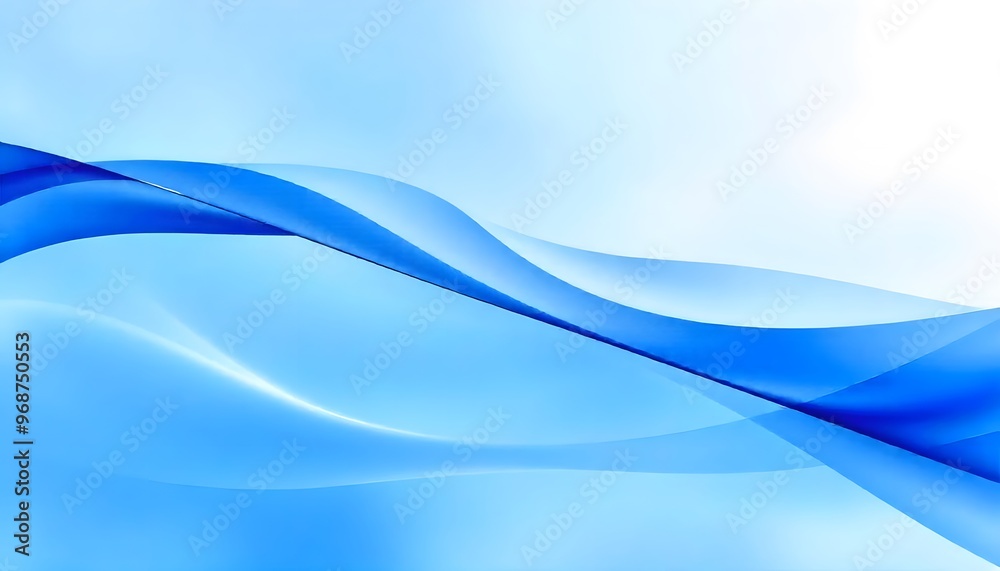 Obraz premium Blue abstract background with soft curves. swirling, blue wave with translucent ripples.