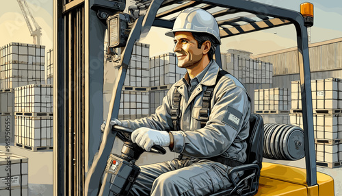 Confident and skilled construction site leader. Vector illustration.