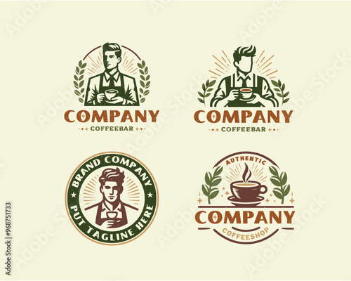 Set vintage Coffee logo template for food and beverages business