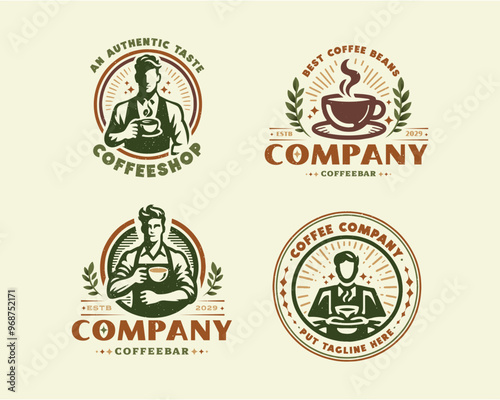 Set vintage Coffee logo template for food and beverages business