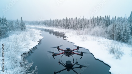 AI-powered environmental monitoring drones tracking climate changes in real-time