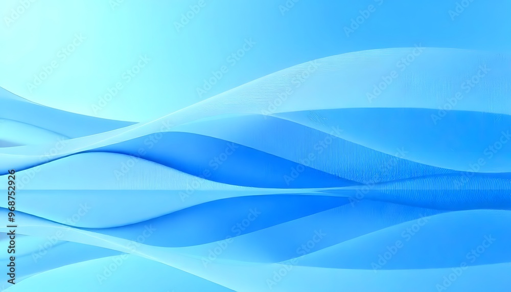 Fototapeta premium Blue abstract background with soft curves. swirling, blue wave with translucent ripples.