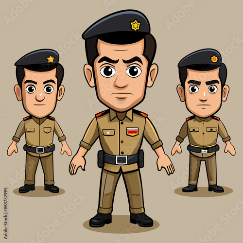 policeman and officer of Asian Pakistan and india 2D Cartoon Character 