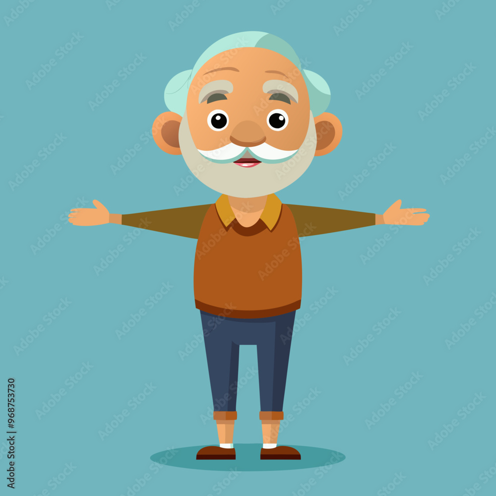 2D Old Man Character T-Pose Vector Illustration - Front for Animation, Rigging, and Character Design Projects 2D Old Man Character T-Pose Vector Illustration - Front for Animation, Rigging, and Character Design Projects