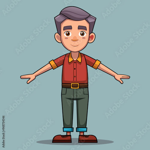 2D Man in T-Pose for Character Rigging and Animation