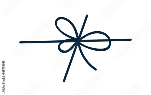String bow, knot. Tied thin ribbon, thread with decorative loops. Cord, rope ...
