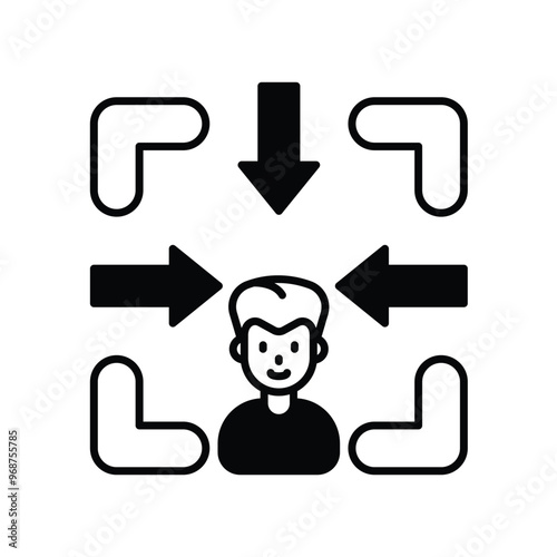 concentration glyph icon with white background vector stock illustration