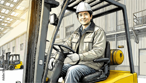 Confident and skilled construction site leader. Vector illustration.
