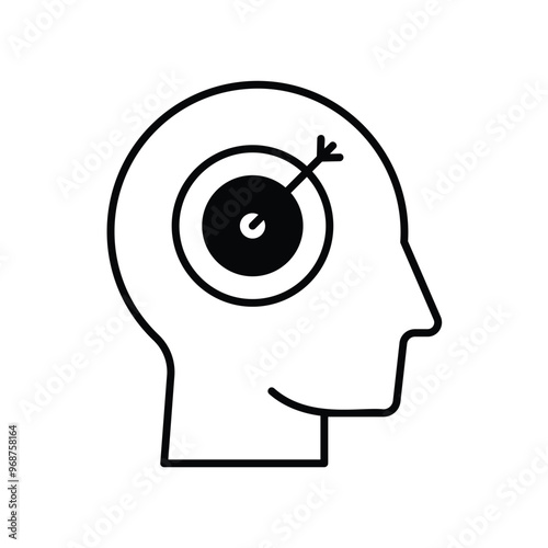 concentration glyph icon with white background vector stock illustration