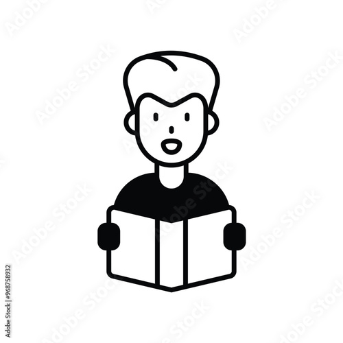 self study glyph icon with white background vector stock illustration