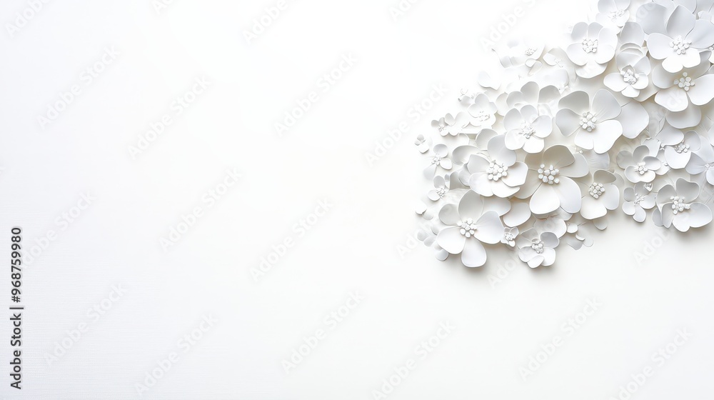 White Paper Flowers on White Background White Paper Flowers on White Background