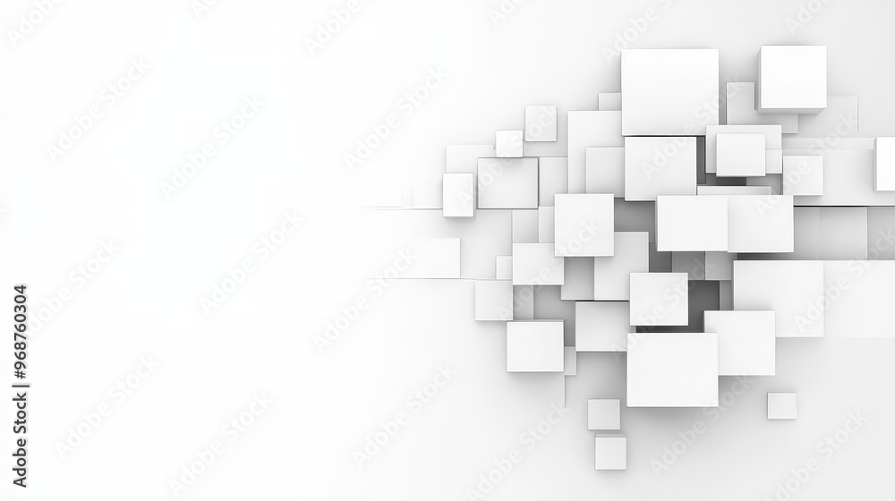 Abstract White Geometric Background with Cubes Abstract White Geometric Background with Cubes