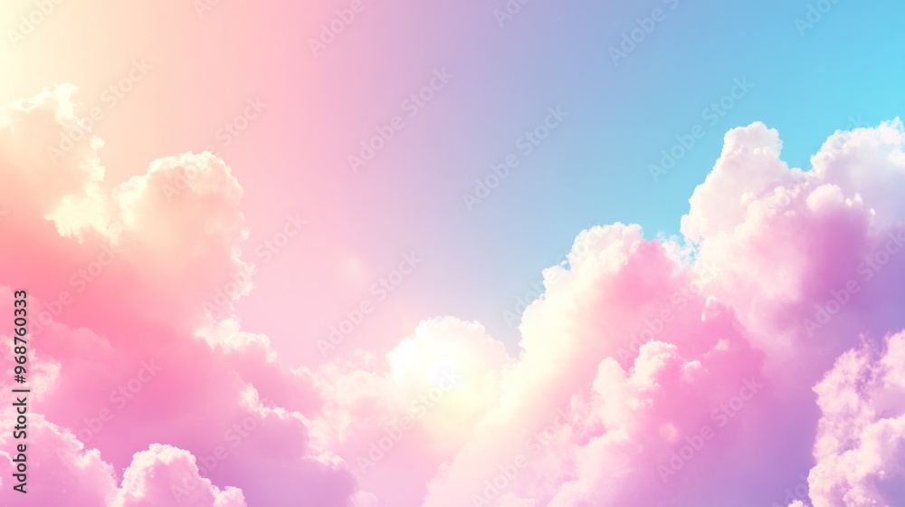 A colorful sky with pink clouds and a bright sun. The sky is filled with fluffy clouds and the sun is shining brightly. The colors of the sky and clouds create a sense of warmth and happiness A colorful sky with pink clouds and a bright sun. The sky is filled with fluffy clouds and the sun is shining brightly. The colors of the sky and clouds create a sense of warmth and happiness