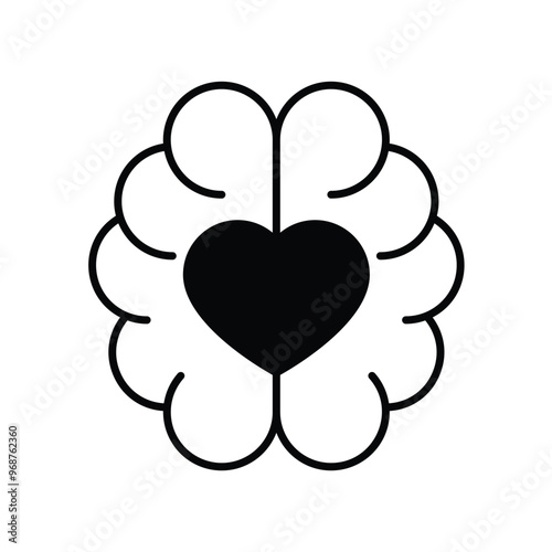 emotional intellect glyph icon with white background vector stock illustration