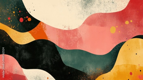 Wallpaper Mural A colorful organic vintage abstract background with dynamic shapes and earthy tones, evoking a sense of nostalgia and artistic flair. Torontodigital.ca