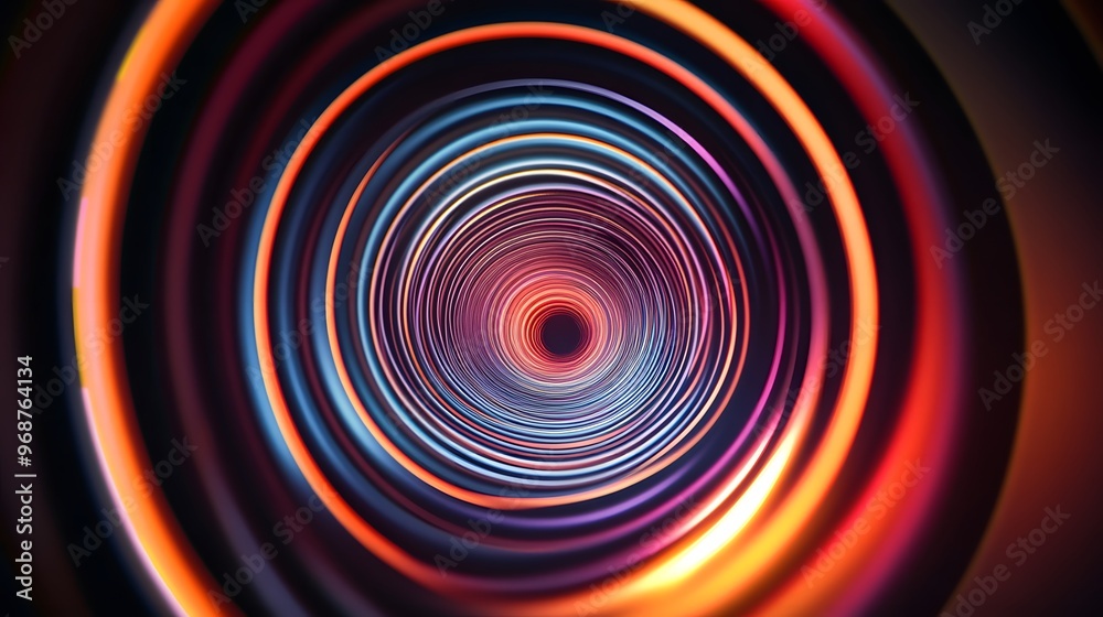 Pulsating 3D rings of light forming a hypnotic tunnel effect Pulsating 3D rings of light forming a hypnotic tunnel effect
