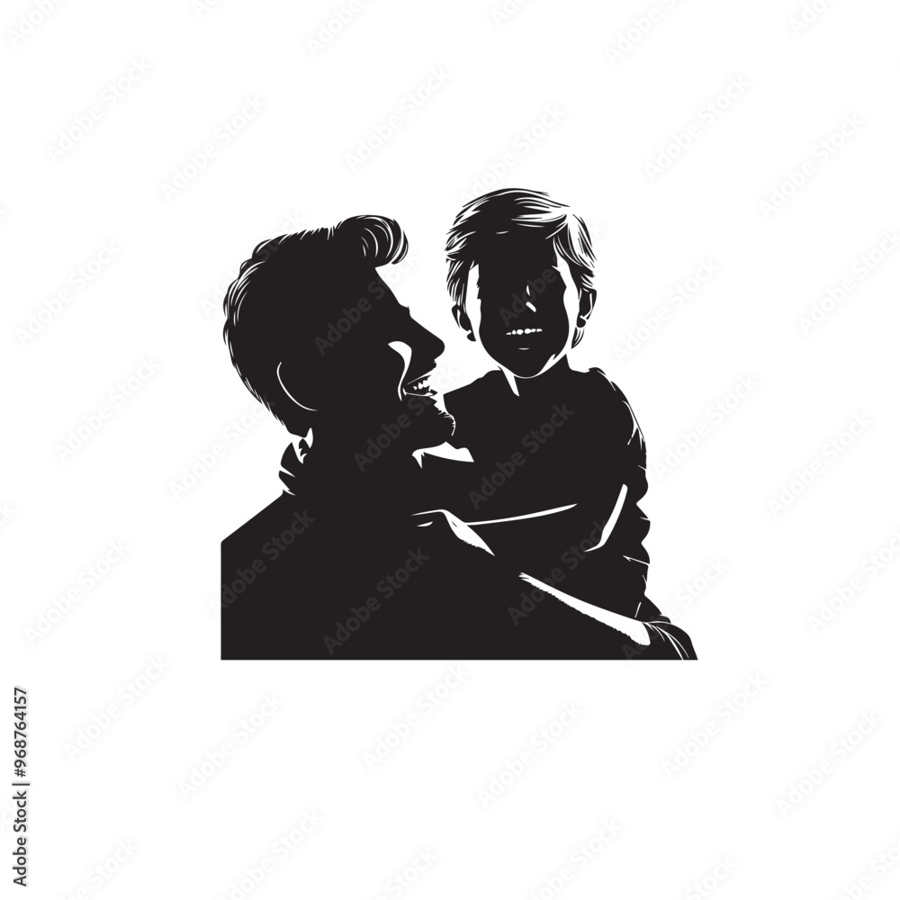 Father and son silhouette. Father and son lovely time. Father and son vector design black and white. Father and son silhouette. Father and son lovely time. Father and son vector design black and white.