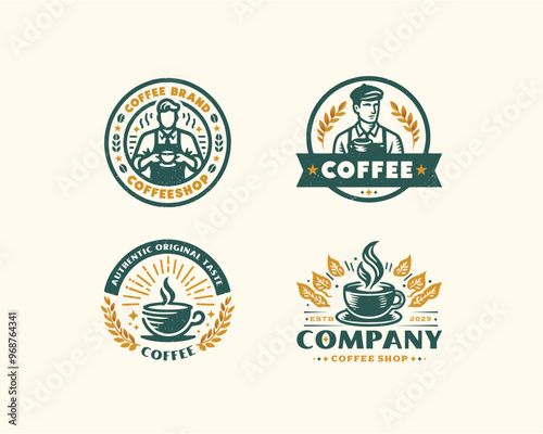 Set vintage Coffee logo template for food and beverages business
