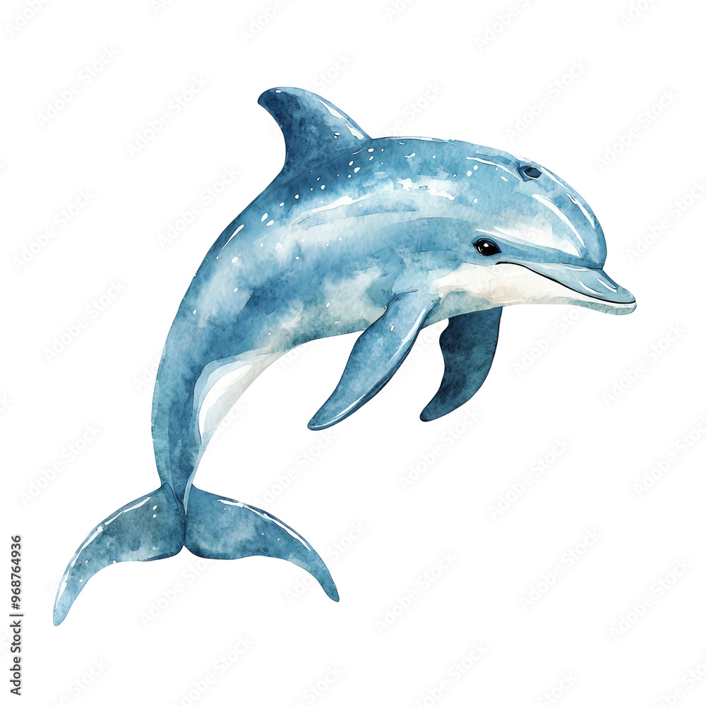 Obraz premium A beautiful watercolor illustration of a dolphin
