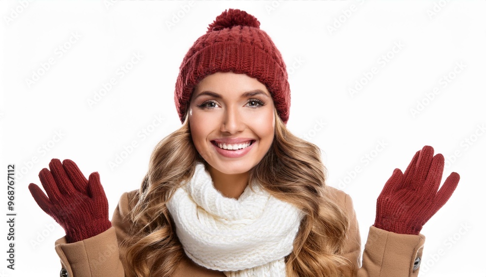 Beautiful Woman in Winter Clothes Isolated on White Background Beautiful Woman in Winter Clothes Isolated on White Background