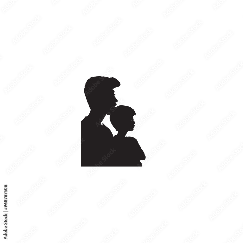 Father and son silhouette. Father and son lovely time. Father and son vector design black and white. Father and son silhouette. Father and son lovely time. Father and son vector design black and white.