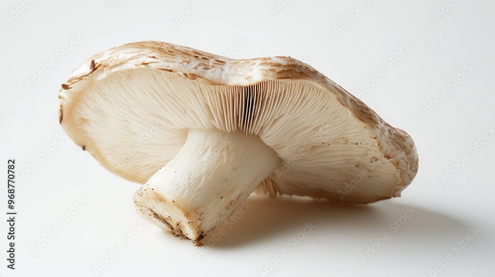 A Single Brown-capped Mushroom with White Gills A Single Brown-capped Mushroom with White Gills