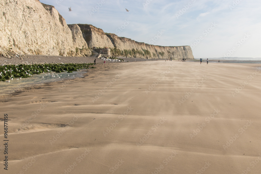vue sur les falaises du Cap Blanc Nez depuis la plage le long de la