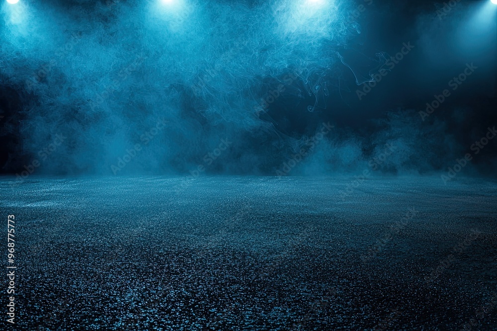 Fototapeta premium Texture overlay effect for text or space. Blue background. Smoke fog