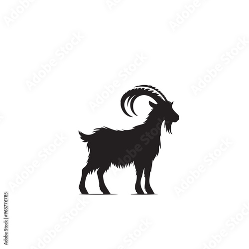 Goat silhouette. Goat logo, icon. Goat vector design black and white.