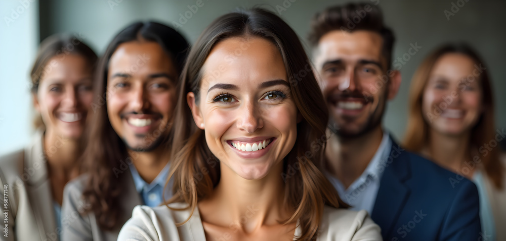 Smiling Business Team Posing Together for Corporate Headshot Smiling Business Team Posing Together for Corporate Headshot