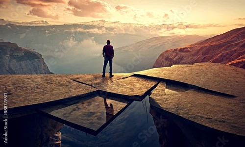 Man Standing on a Cliff Edge