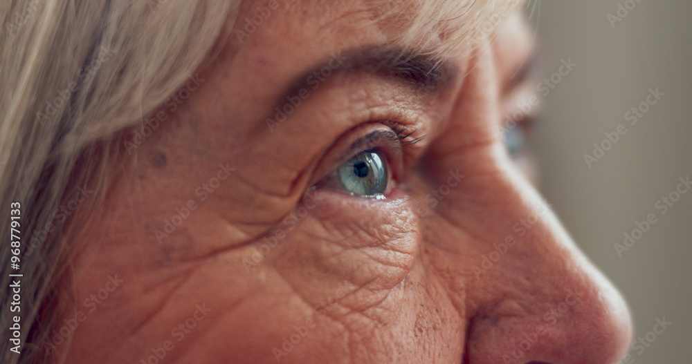 Senior, eyes and reflection with closeup of woman for medical exam, thinking and optometry. Wrinkles, retirement and healthcare with person for eyesight wellness, contact lens and ophthalmology test Senior, eyes and reflection with closeup of woman for medical exam, thinking and optometry. Wrinkles, retirement and healthcare with person for eyesight wellness, contact lens and ophthalmology test