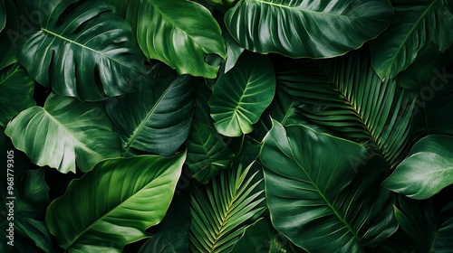 Wallpaper Mural green leaves background Torontodigital.ca