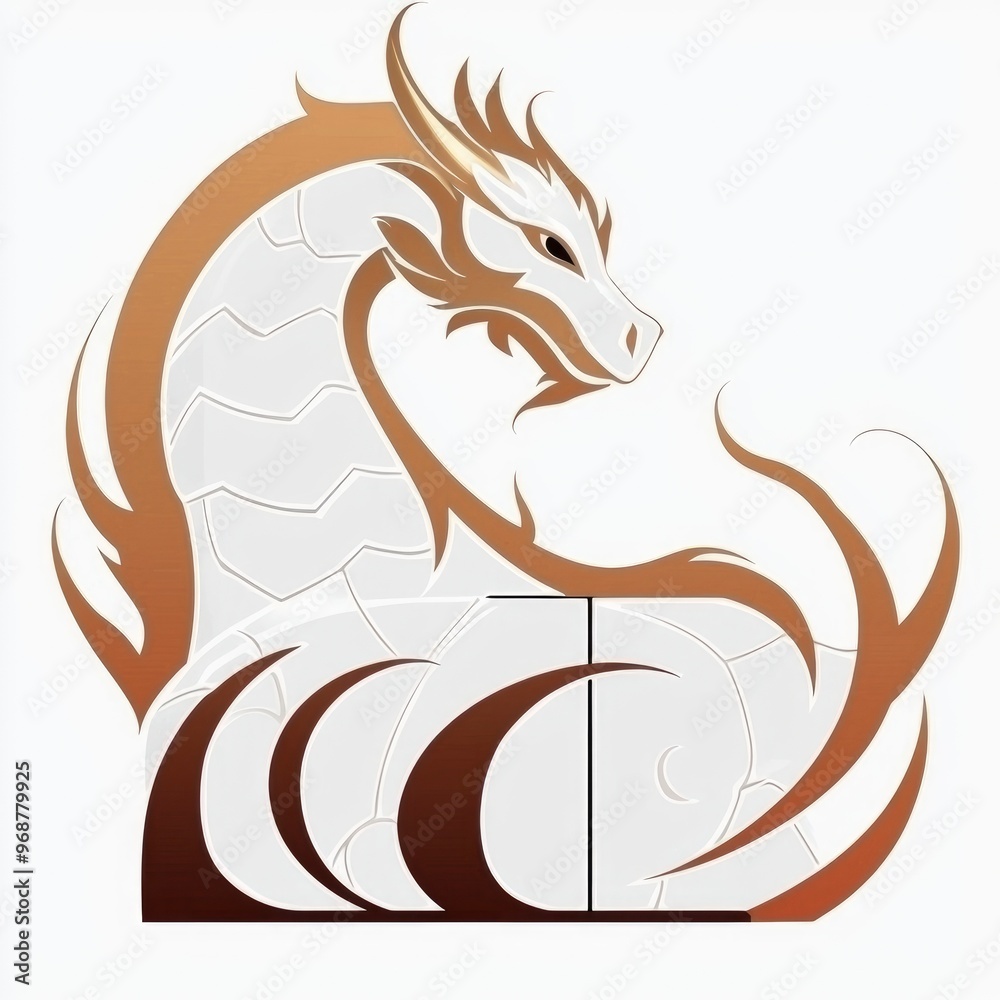 White Dragon with Brown Flames Illustration White Dragon with Brown Flames Illustration