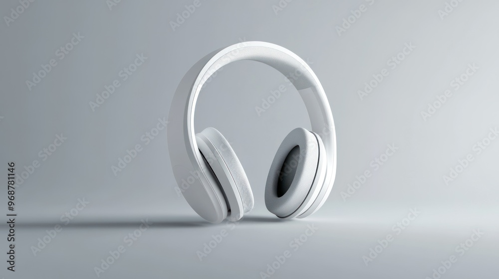 White Over-Ear Headphones Isolated on a Grey Background White Over-Ear Headphones Isolated on a Grey Background