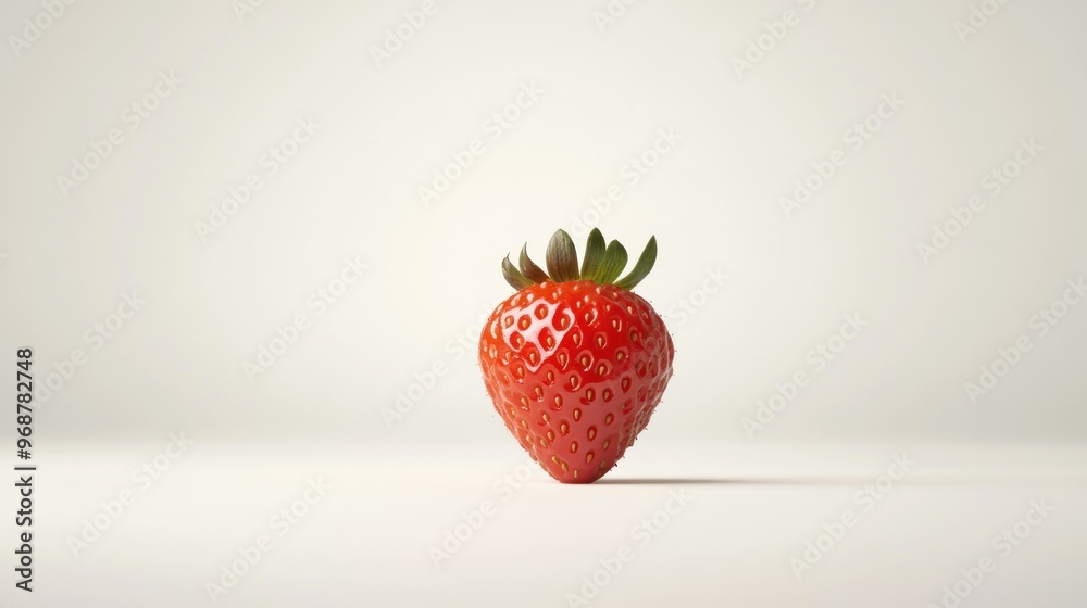 A Single Ripe Strawberry on a White Background