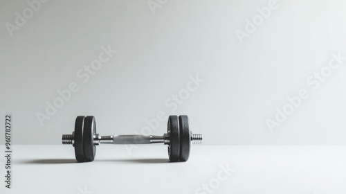 A Single Dumbbell on a White Surface photo