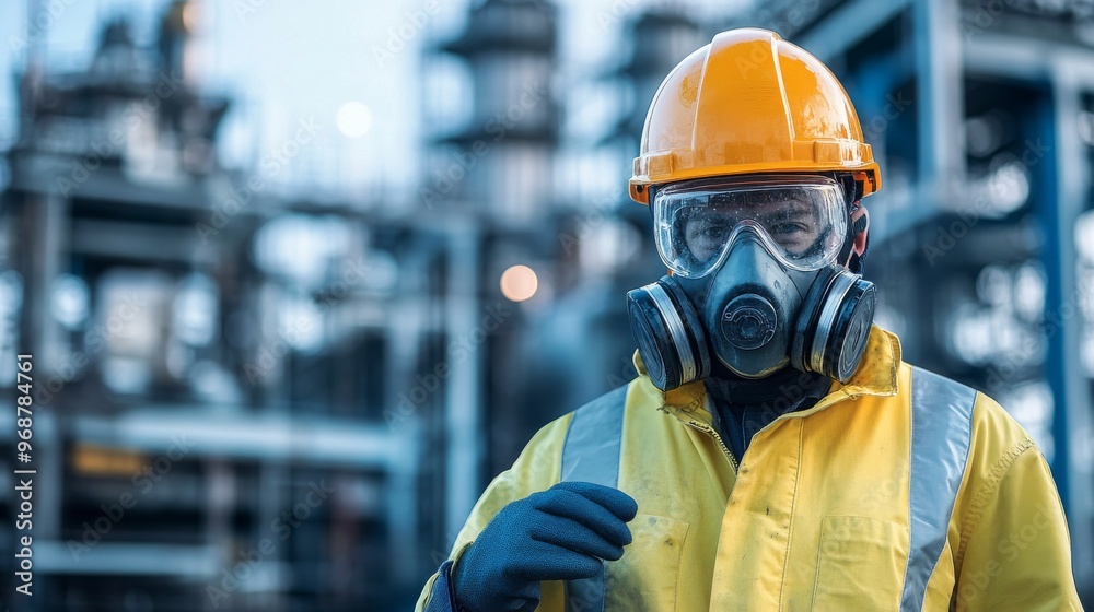 Industrial Worker in Safety Gear at Chemical Plant Industrial Worker in Safety Gear at Chemical Plant