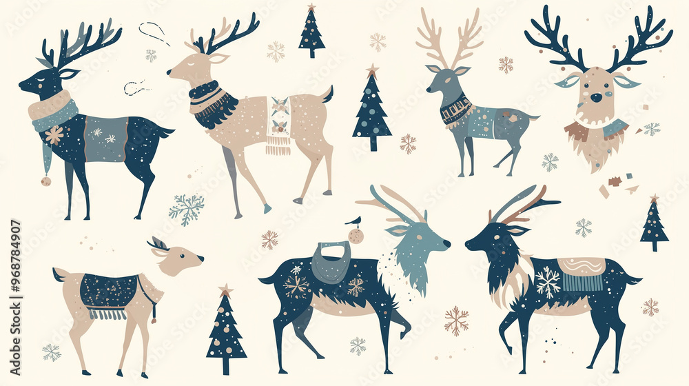 Naklejka premium Christmas reindeer decorations