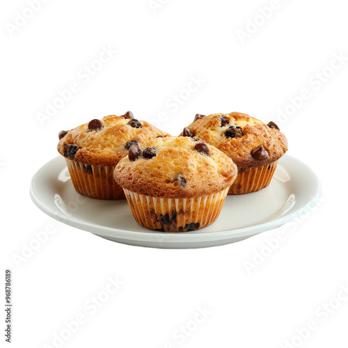 Delightful Muffin Selection: Freshly Baked, Moist, and Tender, Assorted Flavors and Toppings, Perfect for Any Occasion, Isolated on Transparent Background