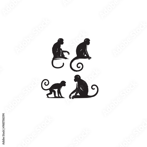 Mokey silhouette. Monkey vector design. Monkey logo, icon isolated on white background.